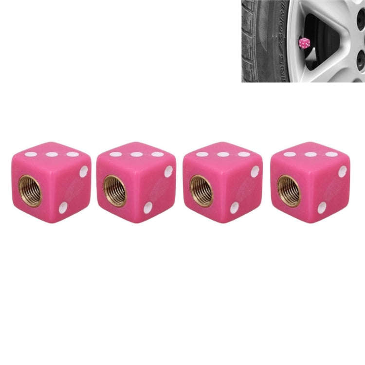 Universal 8mm Dice Style Plastic Car Tire Valve Caps, Pack of 4(Magenta)