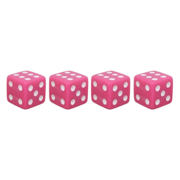 Universal 8mm Dice Style Plastic Car Tire Valve Caps, Pack of 4(Magenta)