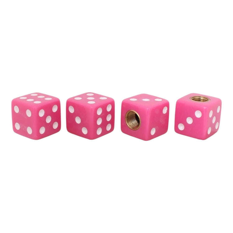 Universal 8mm Dice Style Plastic Car Tire Valve Caps, Pack of 4(Magenta)
