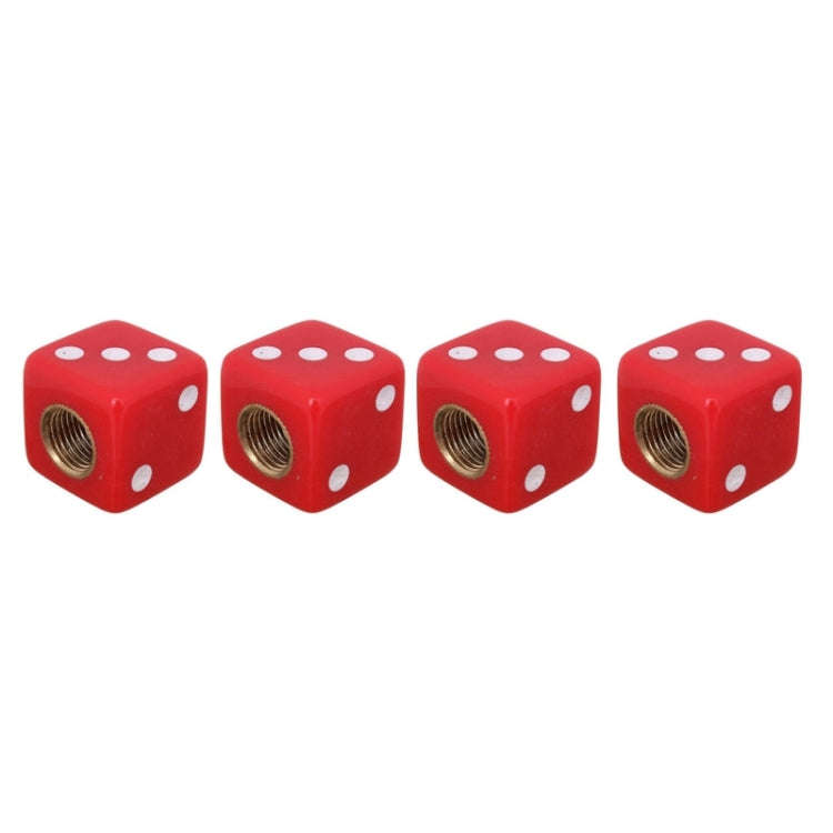 Universal 8mm Dice Style Plastic Car Tire Valve Caps, Pack of 4(Red)