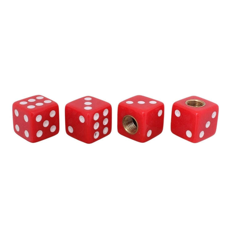 Universal 8mm Dice Style Plastic Car Tire Valve Caps, Pack of 4(Red)