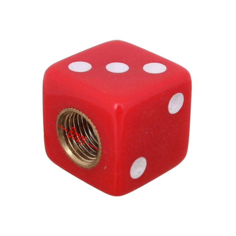 Universal 8mm Dice Style Plastic Car Tire Valve Caps, Pack of 4(Red)