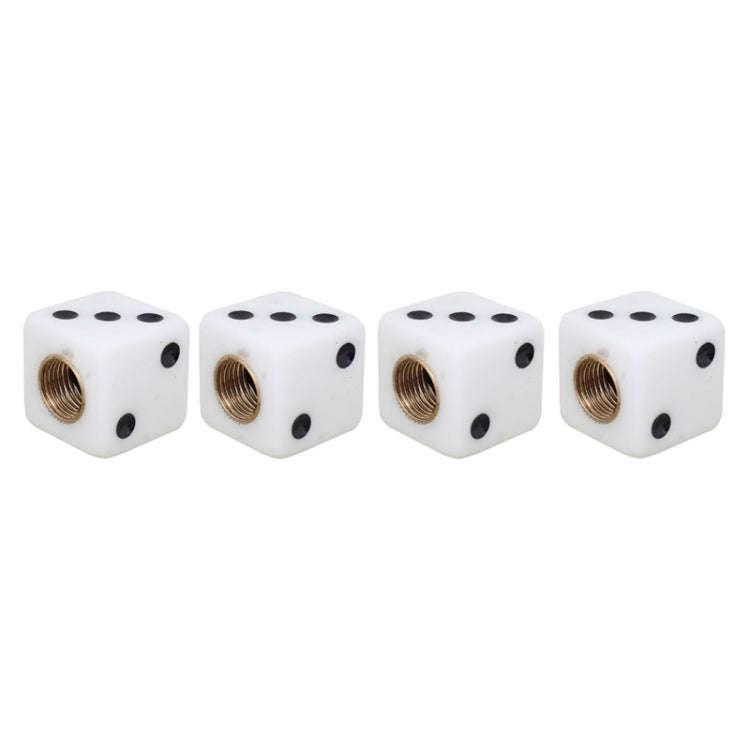 Universal 8mm Dice Style Plastic Car Tire Valve Caps, Pack of 4(White)