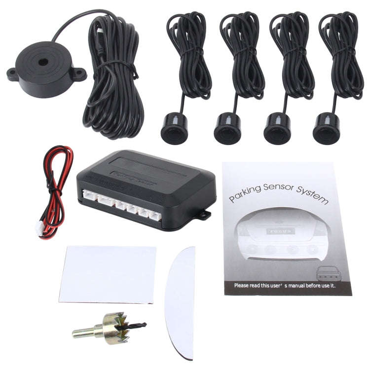 Auto Electromagnetic Back-Up Parking 4 x Sensors, Detecting Distance: 0.3-3m(Black)