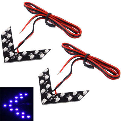 14 LED 3528 SMD Arrows Light for Car Side Mirror Turn Signal, Pairs(Blue Light)