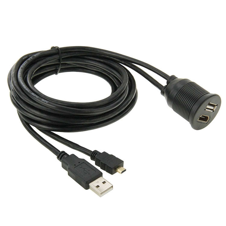 USB 2.0 & Micro HDMI (Type-D) Male to USB 2.0 & HDMI (Type-A) Female Adapter Cable with Car Flush...