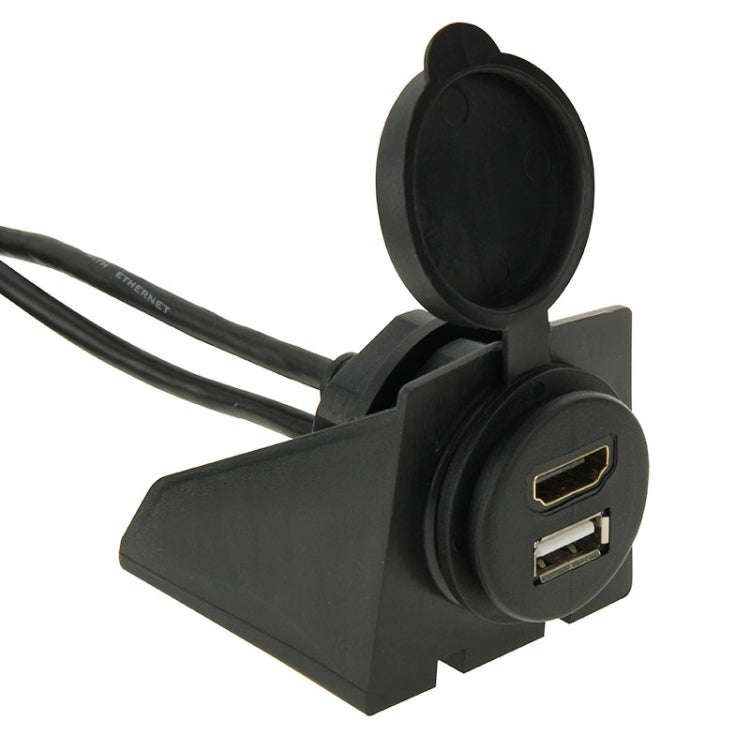 USB 2.0 & Micro HDMI (Type-D) Male to USB 2.0 & HDMI (Type-A) Female Adapter Cable with Car Flush...