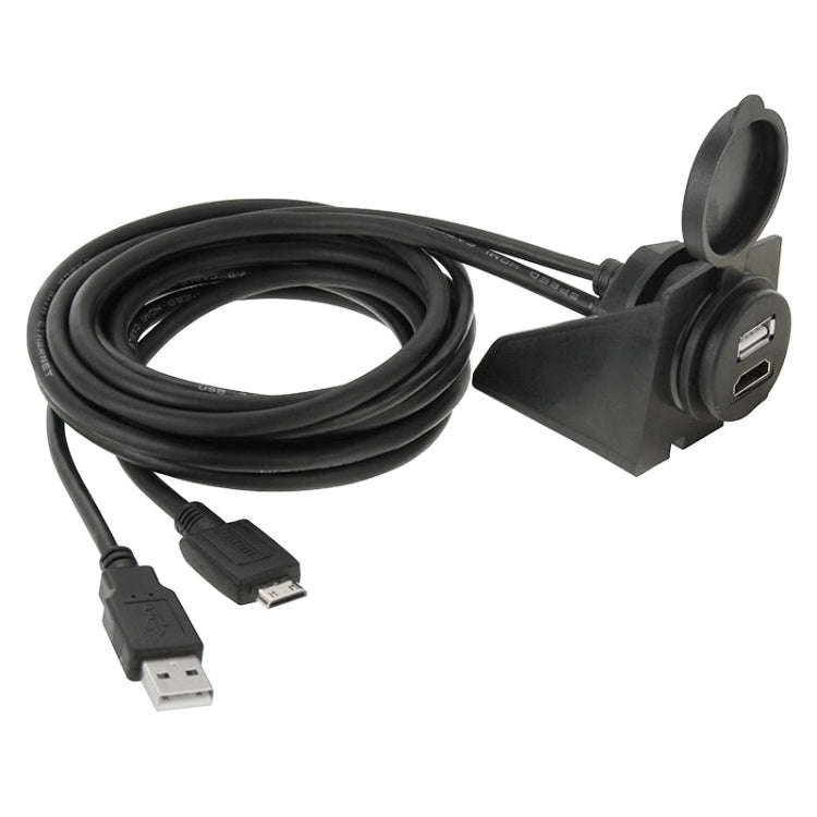 USB 2.0 & Mini HDMI (Type-C) Male to USB 2.0 & HDMI (Type-A) Female Adapter Cable with Car Flush ...