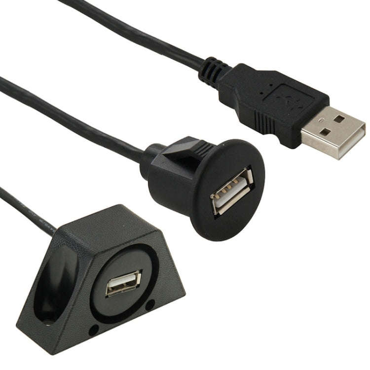 USB 2.0 Male to Female Extension Cable with Car Flush Mount, Length: 2m