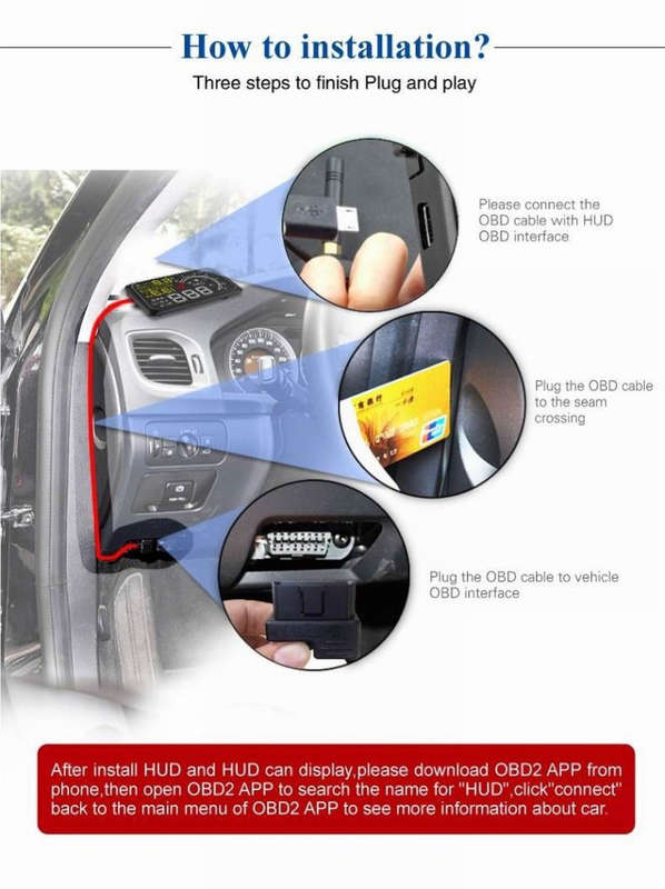 X3 Bluetooth 5.5 inch Car OBDII / EUOBD HUD Vehicle-mounted Head Up Display Security System, Supp...
