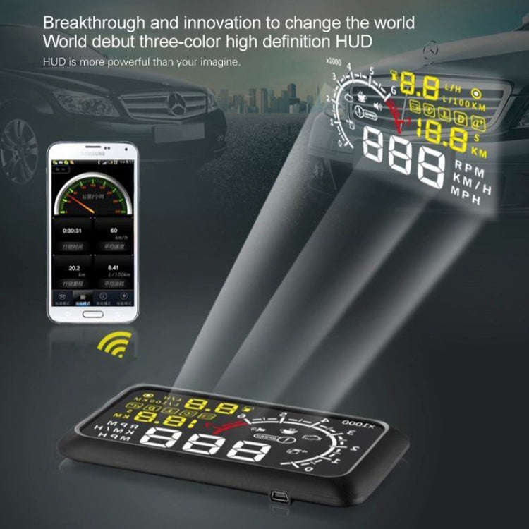 X3 Bluetooth 5.5 inch Car OBDII / EUOBD HUD Vehicle-mounted Head Up Display Security System, Supp...