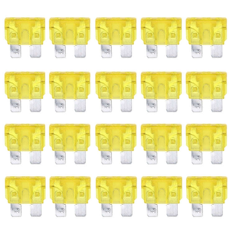 100 PCS Auto Mini Blade Fuse (20A) , DC 12V(Yellow)