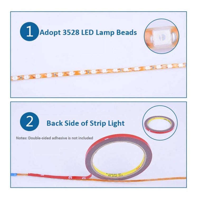 5 PCS Normally-on Style 45 LED 3528 SMD Waterproof Flexible Car Strip Light for Car Decoration, D...