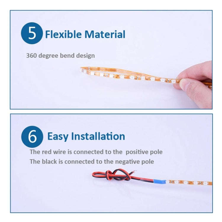5 PCS Normally-on Style 45 LED 3528 SMD Waterproof Flexible Car Strip Light for Car Decoration, D...