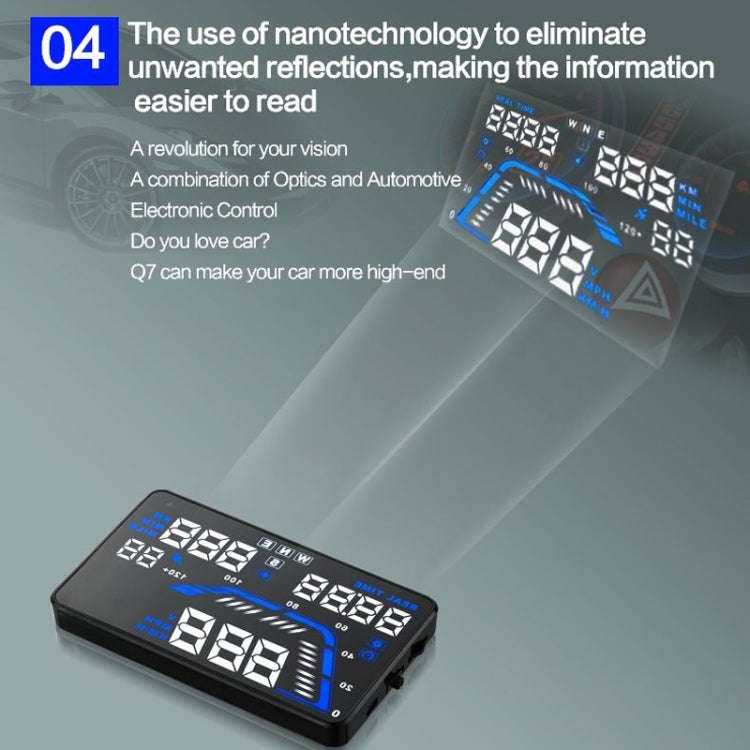 Q7 5.5 inch Car GPS HUD Vehicle-mounted Head Up Display Security System, Support Speed & Real Tim...