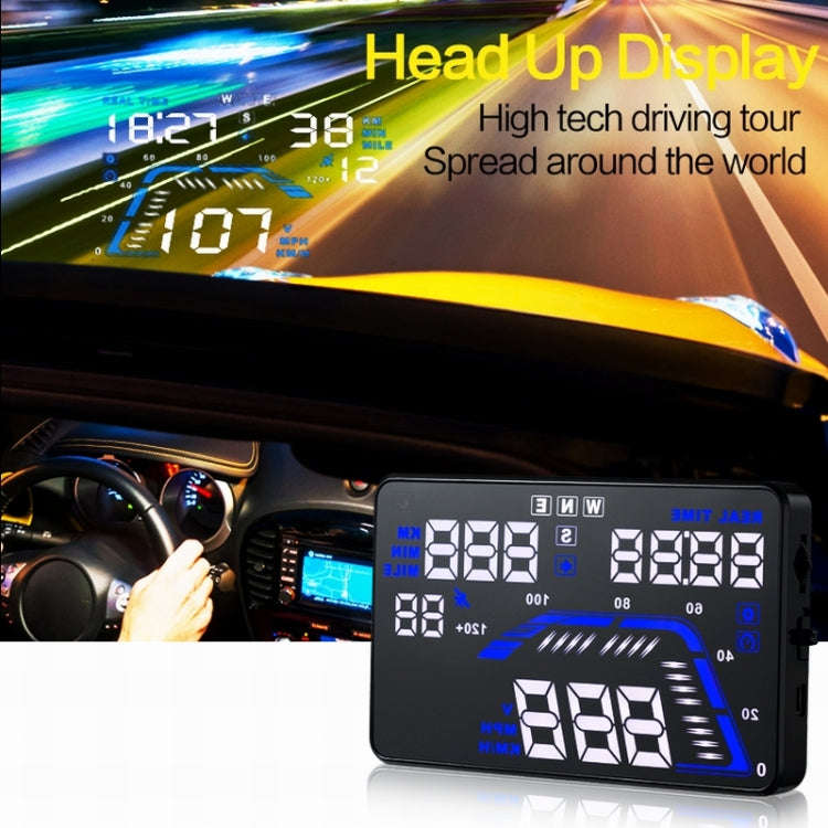 Q7 5.5 inch Car GPS HUD Vehicle-mounted Head Up Display Security System, Support Speed & Real Tim...