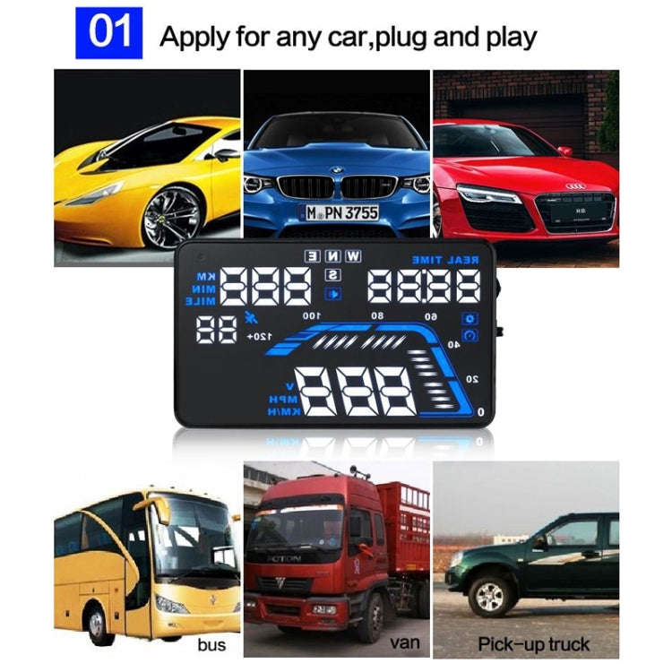 Q7 5.5 inch Car GPS HUD Vehicle-mounted Head Up Display Security System, Support Speed & Real Tim...