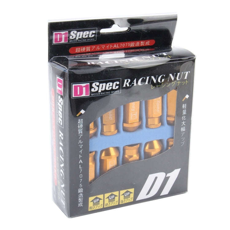 D1 Spec P1.5 M12x1.25 Racing Wheel Nut, Length: 50mm(Gold)