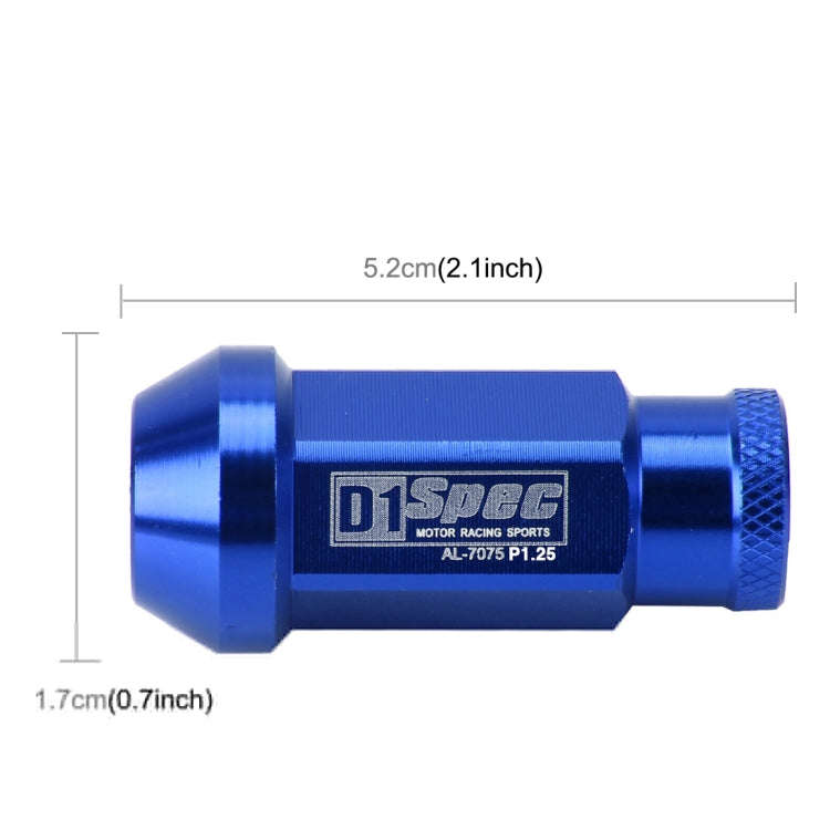 D1 Spec P1.5 M12x1.25 Racing Wheel Nut, Length: 50mm(Blue)