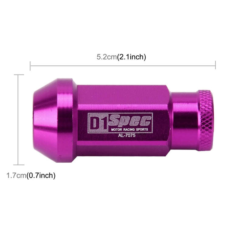 D1 Spec P1.5 M12x1.25 Racing Wheel Nut, Length: 50mm(Purple)