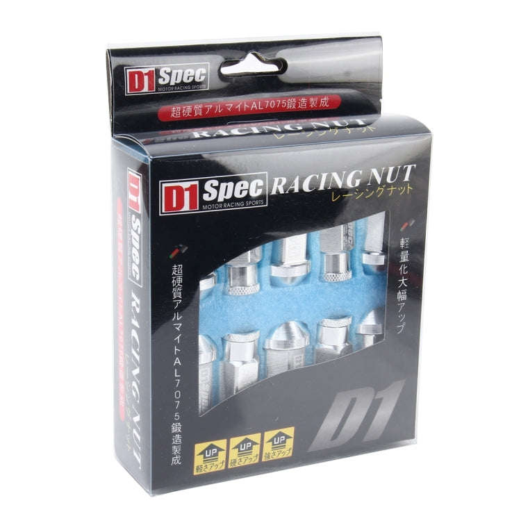 D1 Spec P1.5 M12x1.25 Racing Wheel Nut, Length: 50mm(Silver)