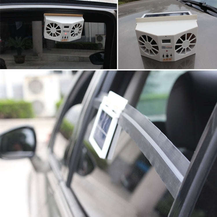 2W Solar Powered Car Auto Air Vent Cool Fan Cooler Ventilation System Radiator, with Temperature ...