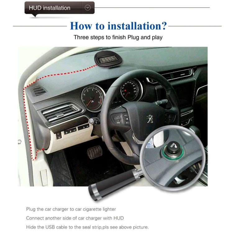 A1 2.0 inch Car GPS HUD Head Up Display Vehicle-mounted Security System, Support Speed & Real Tim...