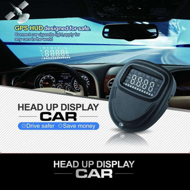 A1 2.0 inch Car GPS HUD Head Up Display Vehicle-mounted Security System, Support Speed & Real Tim...
