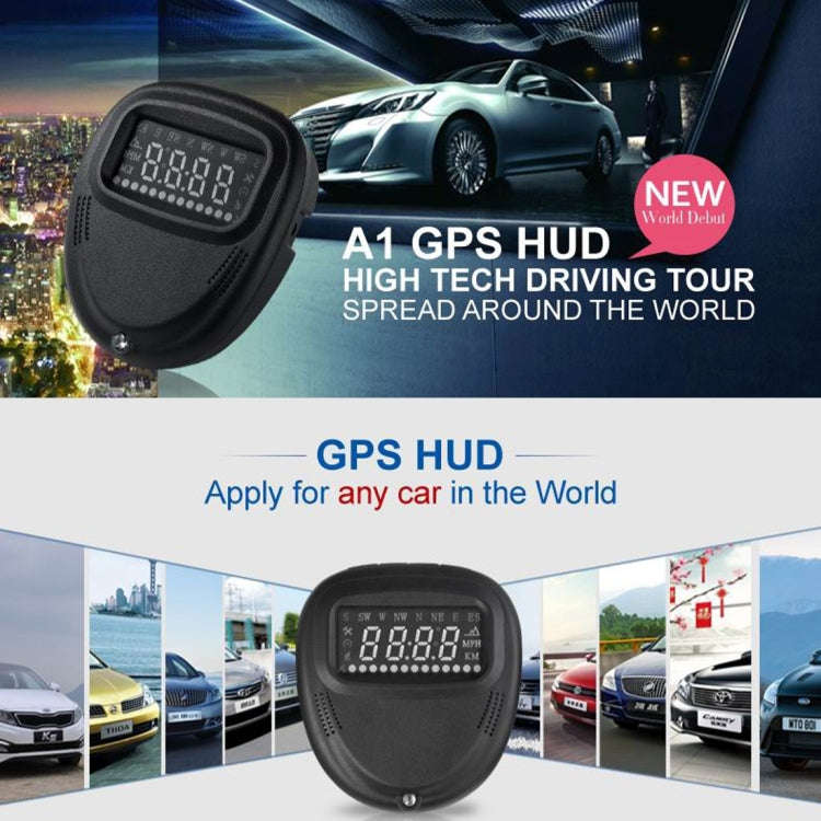 A1 2.0 inch Car GPS HUD Head Up Display Vehicle-mounted Security System, Support Speed & Real Tim...