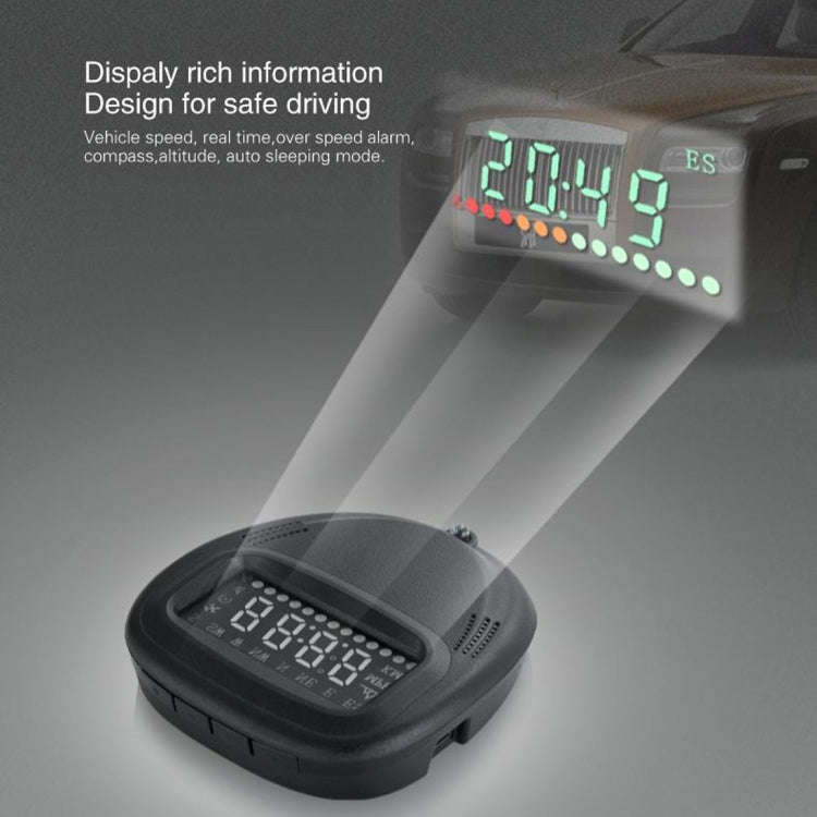 A1 2.0 inch Car GPS HUD Head Up Display Vehicle-mounted Security System, Support Speed & Real Tim...
