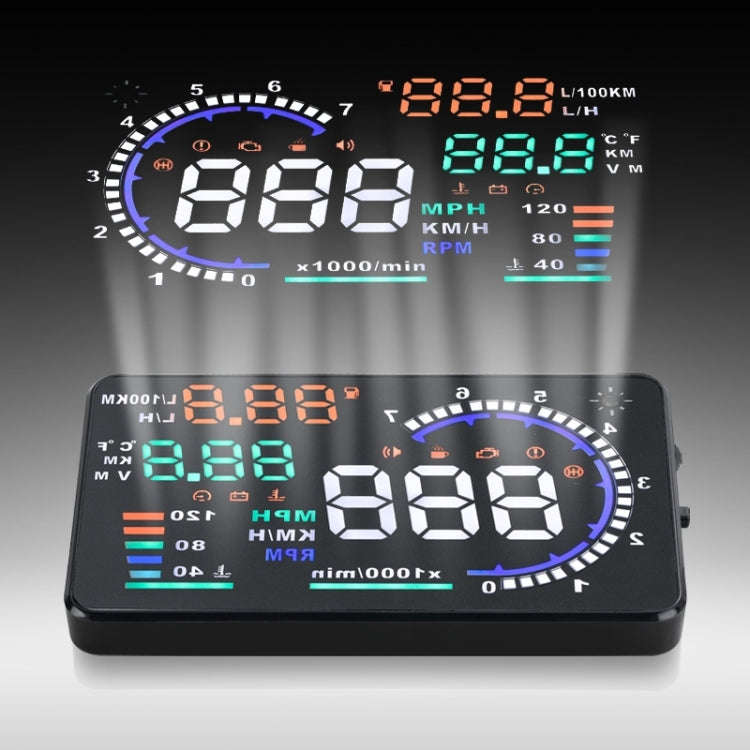 A8 5.5 inch Car OBDII HUD Warning System Vehicle-mounted Head Up Display Projector with LED, Supp...