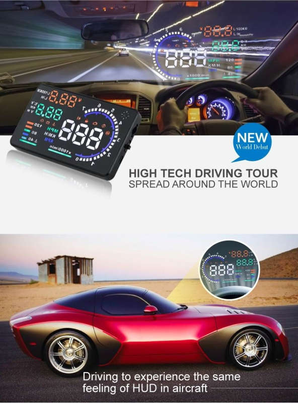 A8 5.5 inch Car OBDII HUD Warning System Vehicle-mounted Head Up Display Projector with LED, Supp...