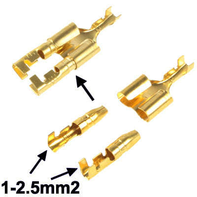 100pcs DIY Crimp Terminal Female to 2 x Male Spade Connector, Cable size: 1-2.5mm2 (100pcs in one...