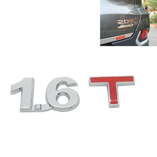 3D Universal Decal Chromed Metal 1.6T Car Emblem Badge Sticker Car Trailer Gas Displacement Ident...