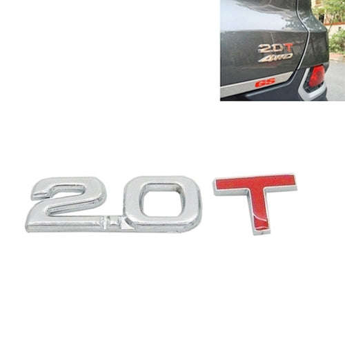 3D Universal Decal Chromed Metal 2.0T Car Emblem Badge Sticker Car Trailer Gas Displacement Ident...