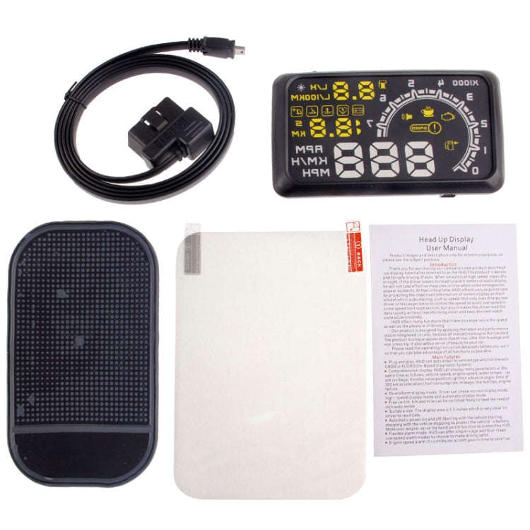 W02 5.5 inch Car OBDII HUD Fuel Consumption Warning System Vehicle-mounted Head Up Display Projec...