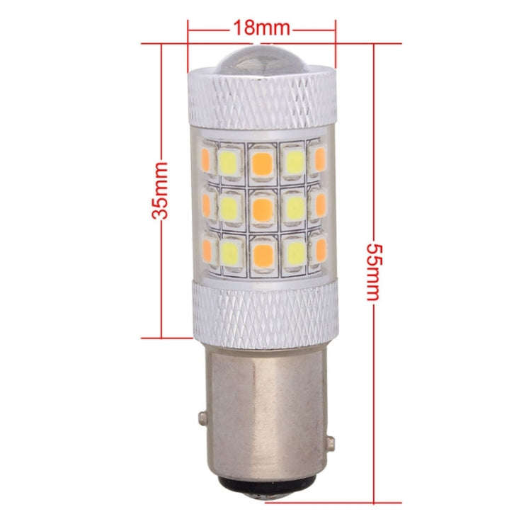 1157/BAY15D 8W 420LM White + Yellow Light 42 LED 2835 SMD Car Brake Light Steering Light Bulb, DC...