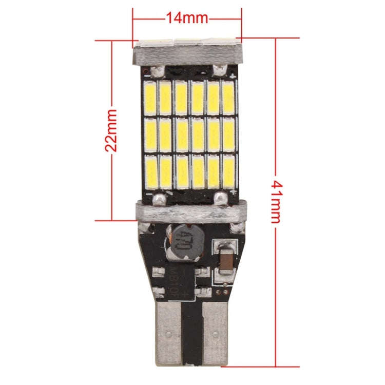 2 PCS T15 W16W 9W 450LM White Light 45 LED 4014 SMD Car Brake Light Reverse Lamp Parking Light Bu...