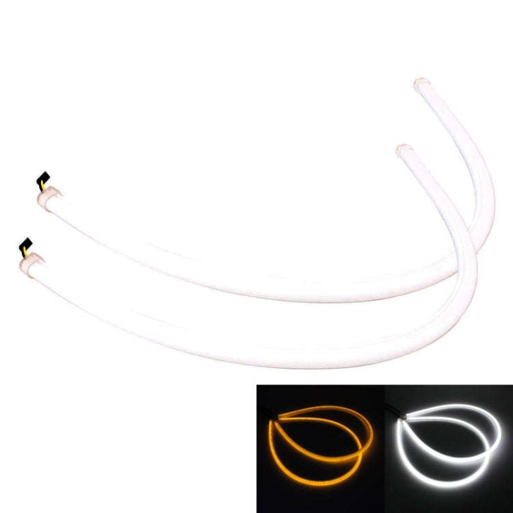 2 PCS  6W 360LM 6500K 597-577nm White + Yellow Wired LED Tube Daytime Running Light DRL Steering ...