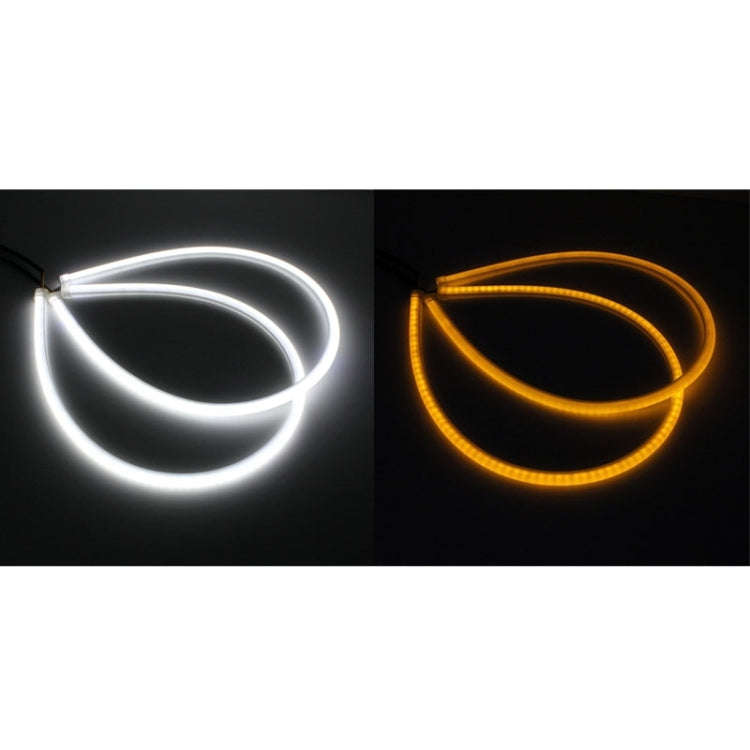 2 PCS  6W 360LM 6500K 597-577nm White + Yellow Wired LED Tube Daytime Running Light DRL Steering ...