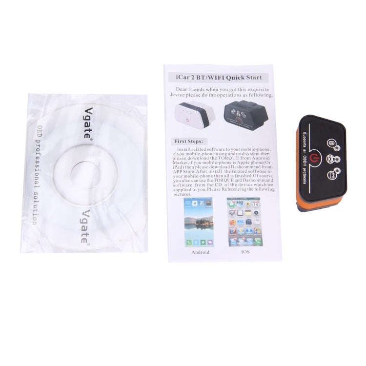 Vgate iCar II Super Mini ELM327 OBDII Bluetooth V3.0 Car Scanner Tool, Support Android OS, Suppor...