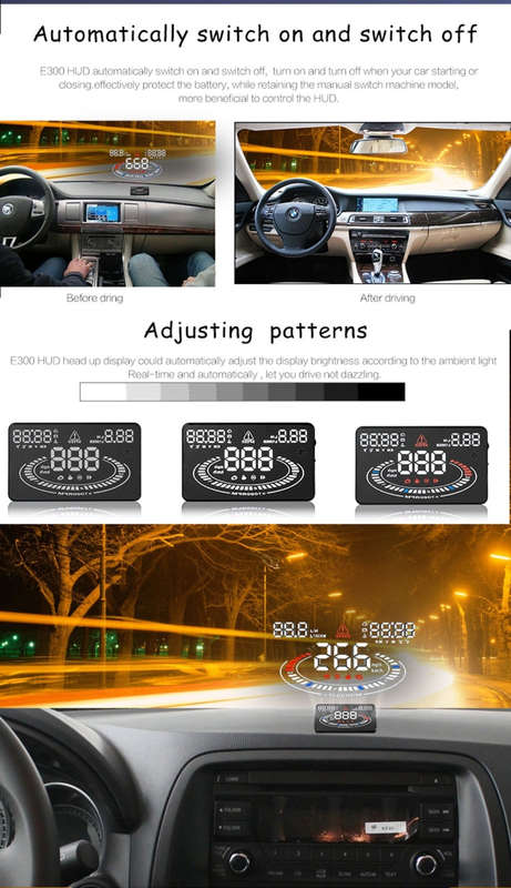 E300 5.5 inch Car OBDII / EUOBD HUD Vehicle-mounted Head Up Display Security System, Support Spee...