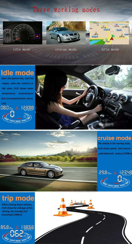 E300 5.5 inch Car OBDII / EUOBD HUD Vehicle-mounted Head Up Display Security System, Support Spee...