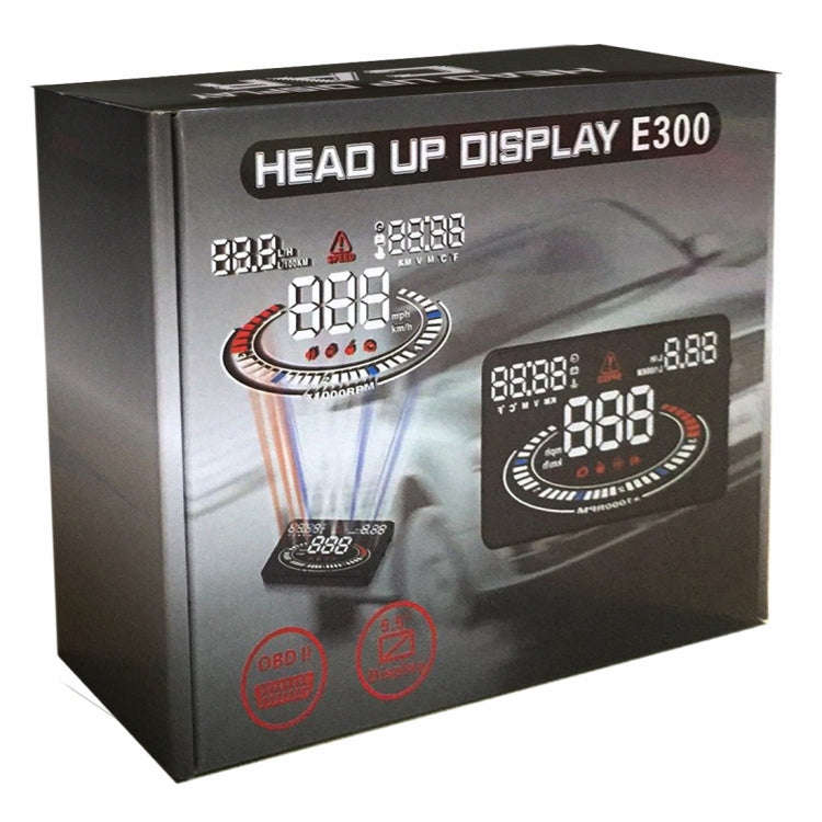 E300 5.5 inch Car OBDII / EUOBD HUD Vehicle-mounted Head Up Display Security System, Support Spee...