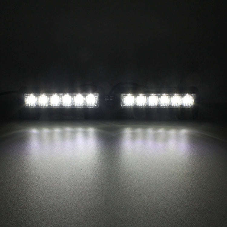 2 PCS  6 inch 6 LED 2 x 18W Car Flash Warning Light Red + Blue Change White Waterproof Emergency ...