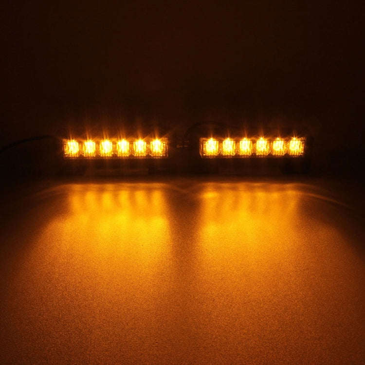 2 PCS  6 inch 6 LED 2 x 18W Car Flash Warning Light Yellow Change White Waterproof Emergency Ligh...