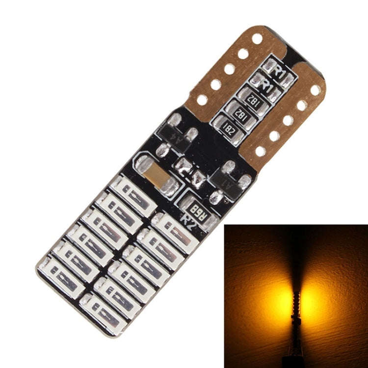 2 PCS T10 4.8W 720LM Yellow Light 24 SMD 4014 LED Error-Free Canbus Car Clearance Lights Lamp, DC...
