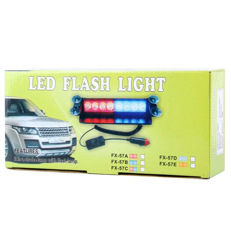 8W 800LM 8-LED White + Red Light 3-Modes Adjustable Angle Car Strobe Flash Dash Emergency Light W...