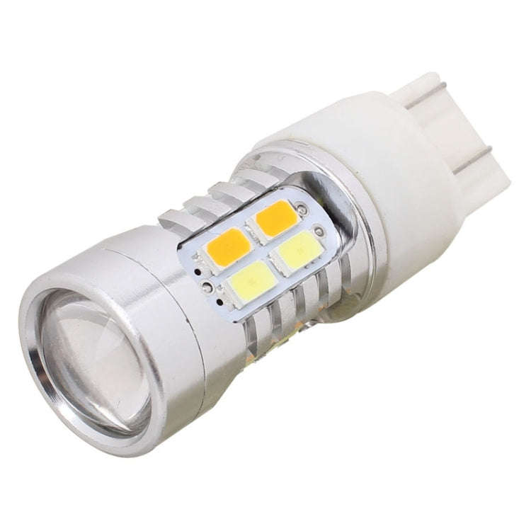 2PCS T20 10W 700LM Yellow + White Light Dual Wires 20-LED SMD 5630 Car Brake Light Lamp Bulb, Con...