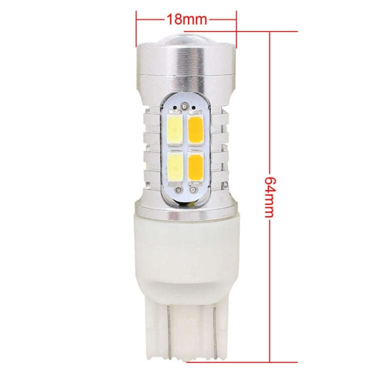 2PCS T20 10W 700LM Yellow + White Light Dual Wires 20-LED SMD 5630 Car Brake Light Lamp Bulb, Con...
